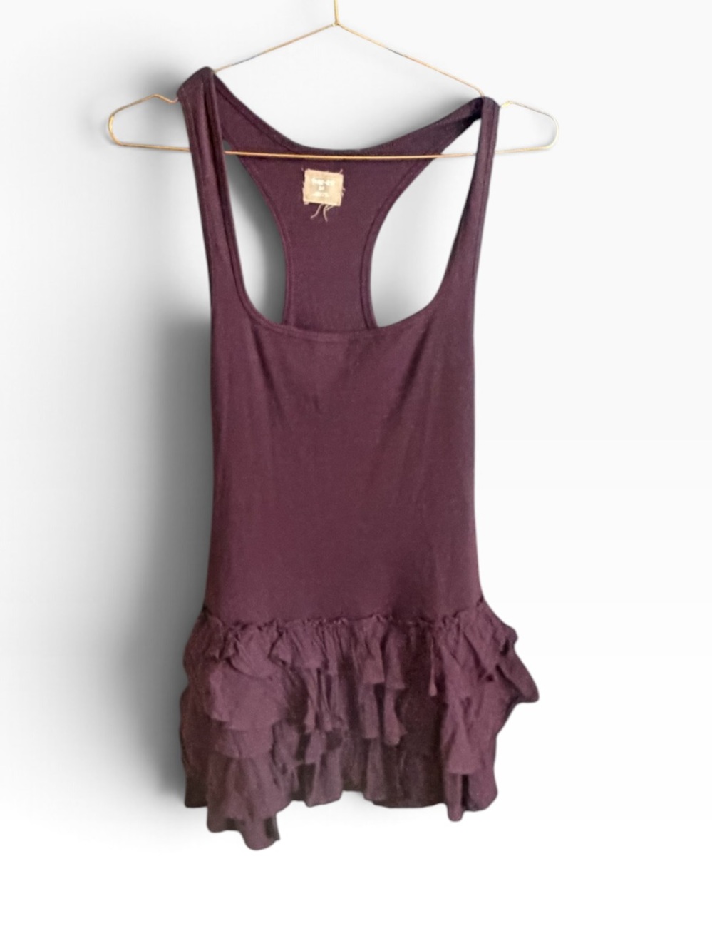 NWT Free People Beach Babe Romper Fudge Ruffle Mini Dress Small Brown/Plum